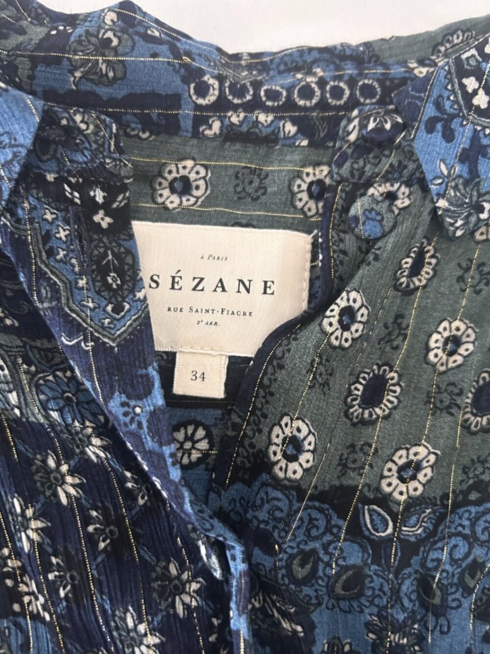 SEZANE TIANNA SHIRT ARIZONA BLUE 2 - Picture 7 of 9
